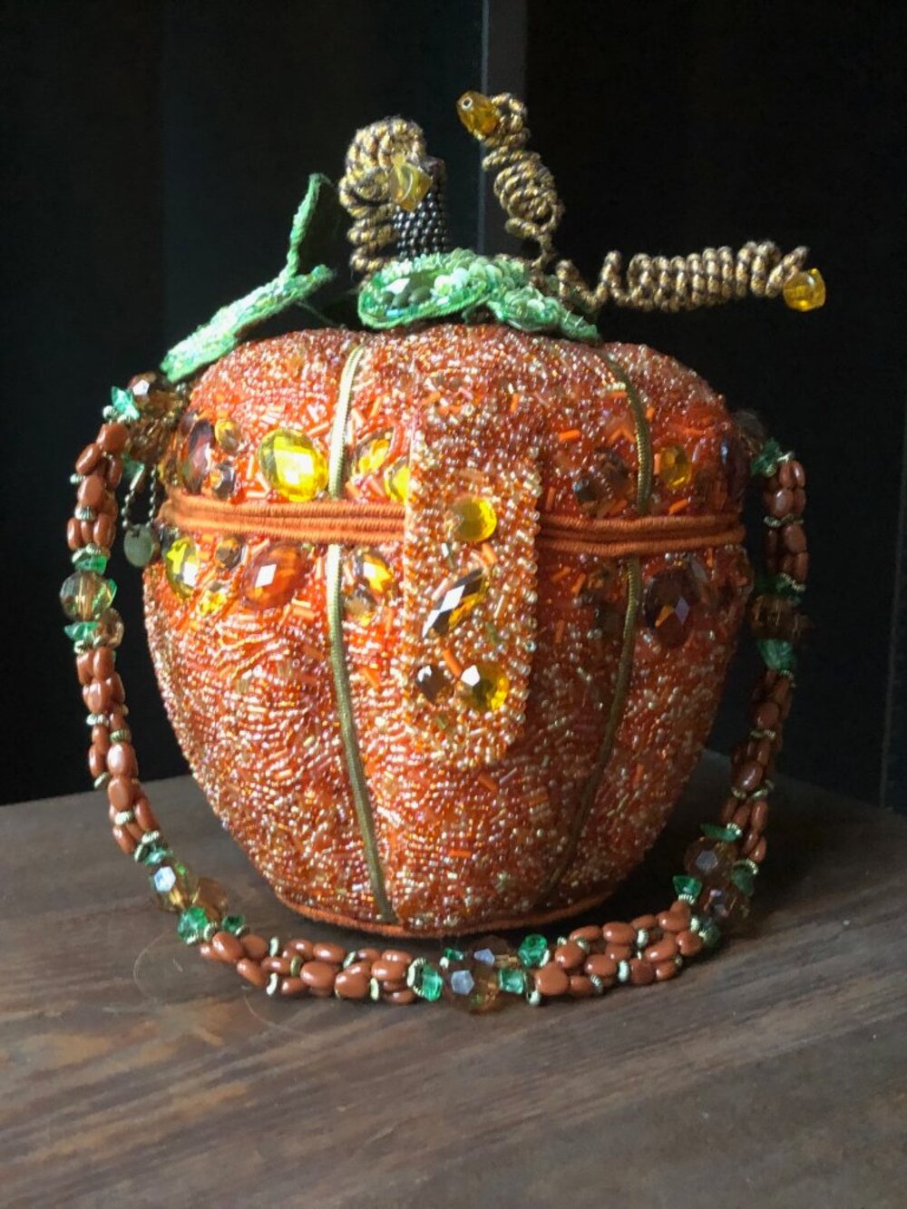 Mary Frances Beaded Pumpkin Shaped Handbag